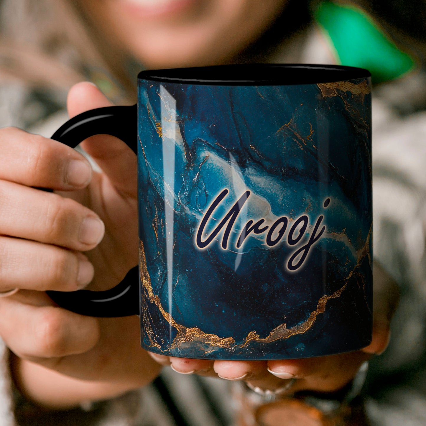 Blue & Gold Marble - Personalized - Mug (Urooj)