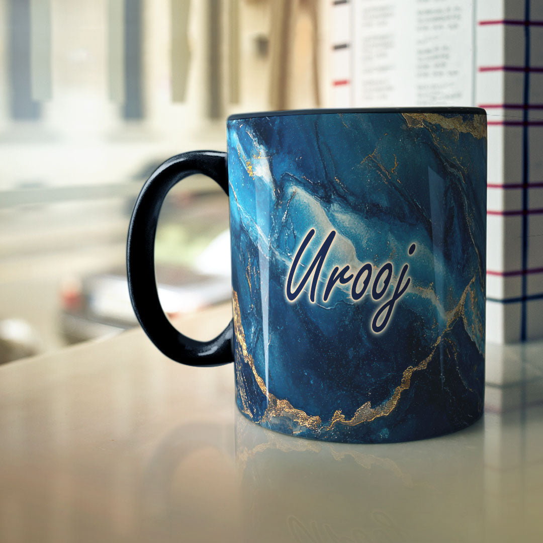 Blue & Gold Marble - Personalized - Mug (Urooj)