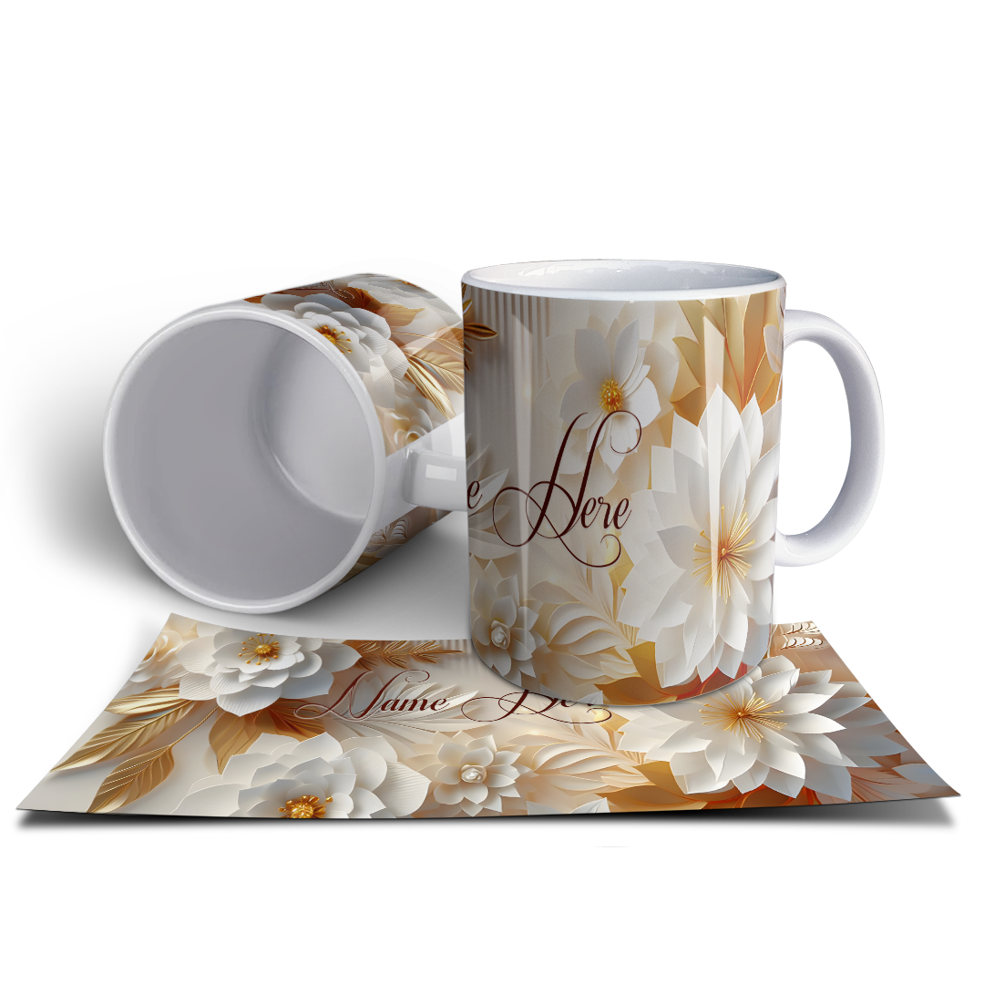 Luxury Floral Custom Name Mug