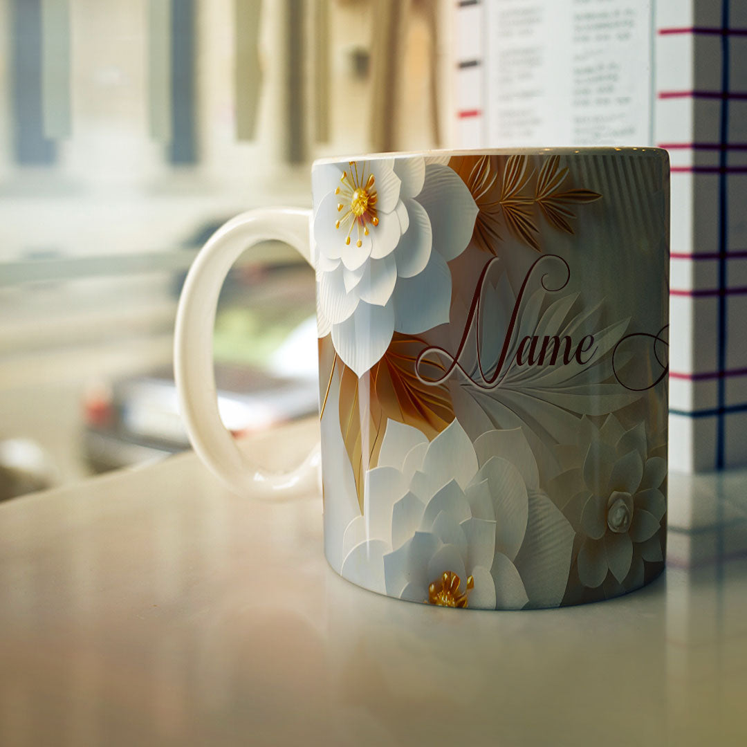Luxury Floral Custom Name Mug