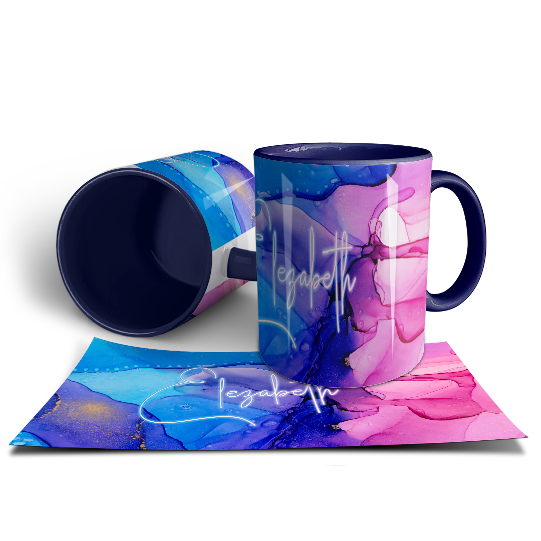 Personalized Pink & Blue Marble Mug