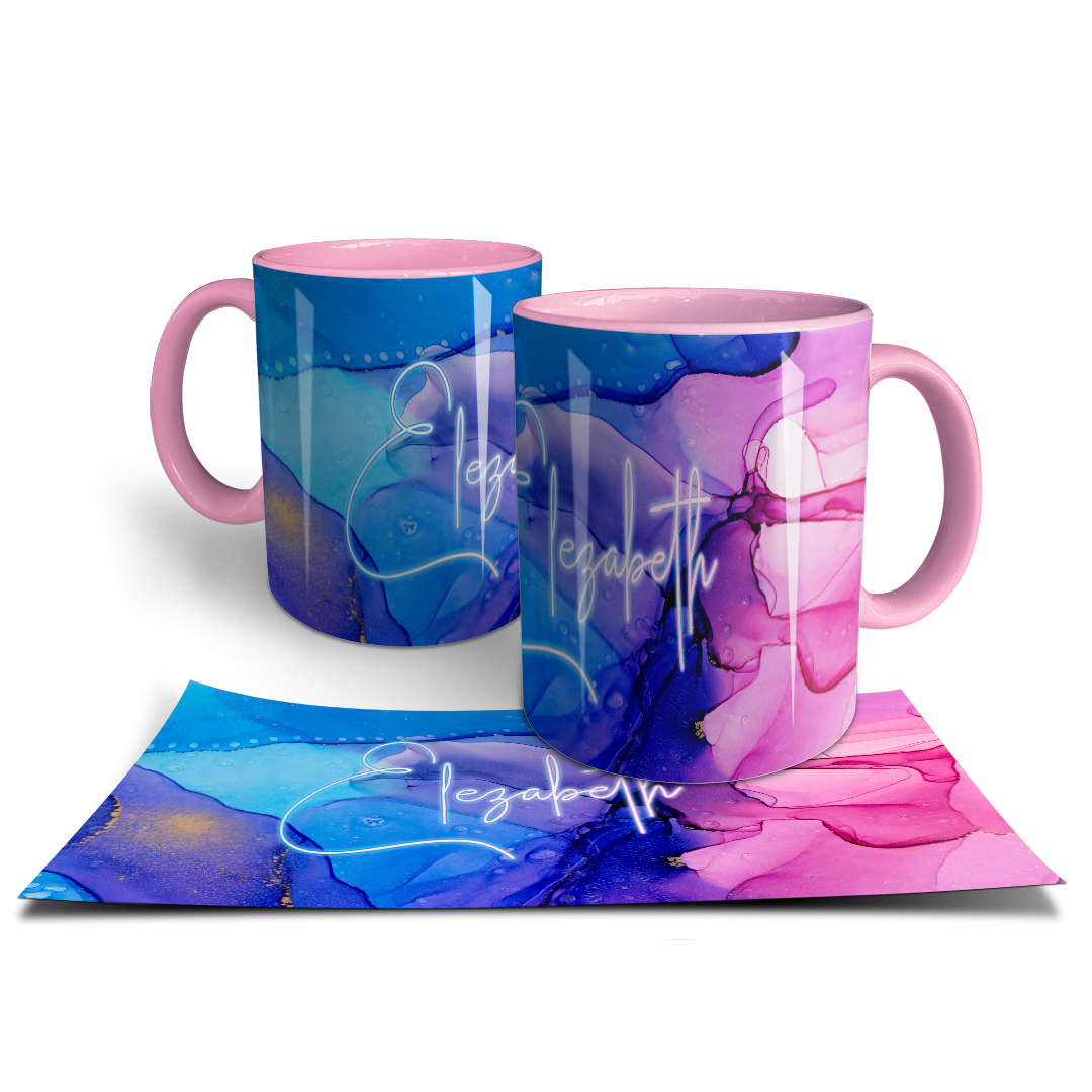 Personalized Pink & Blue Marble Mug