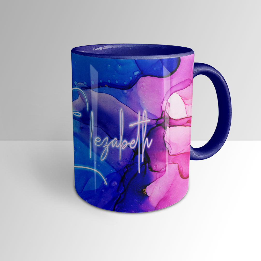 Personalized Pink & Blue Marble Mug