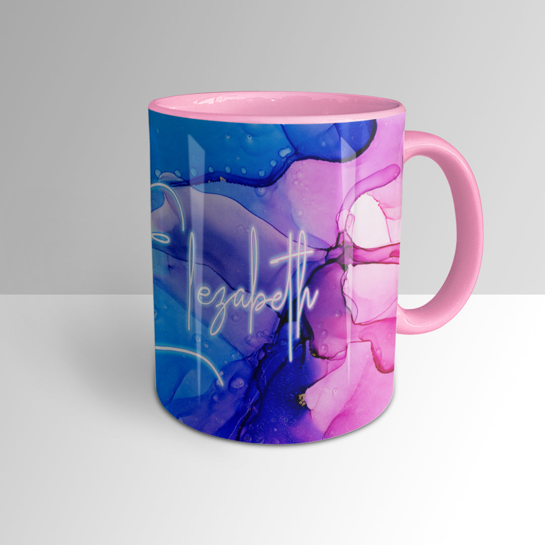 Personalized Pink & Blue Marble Mug