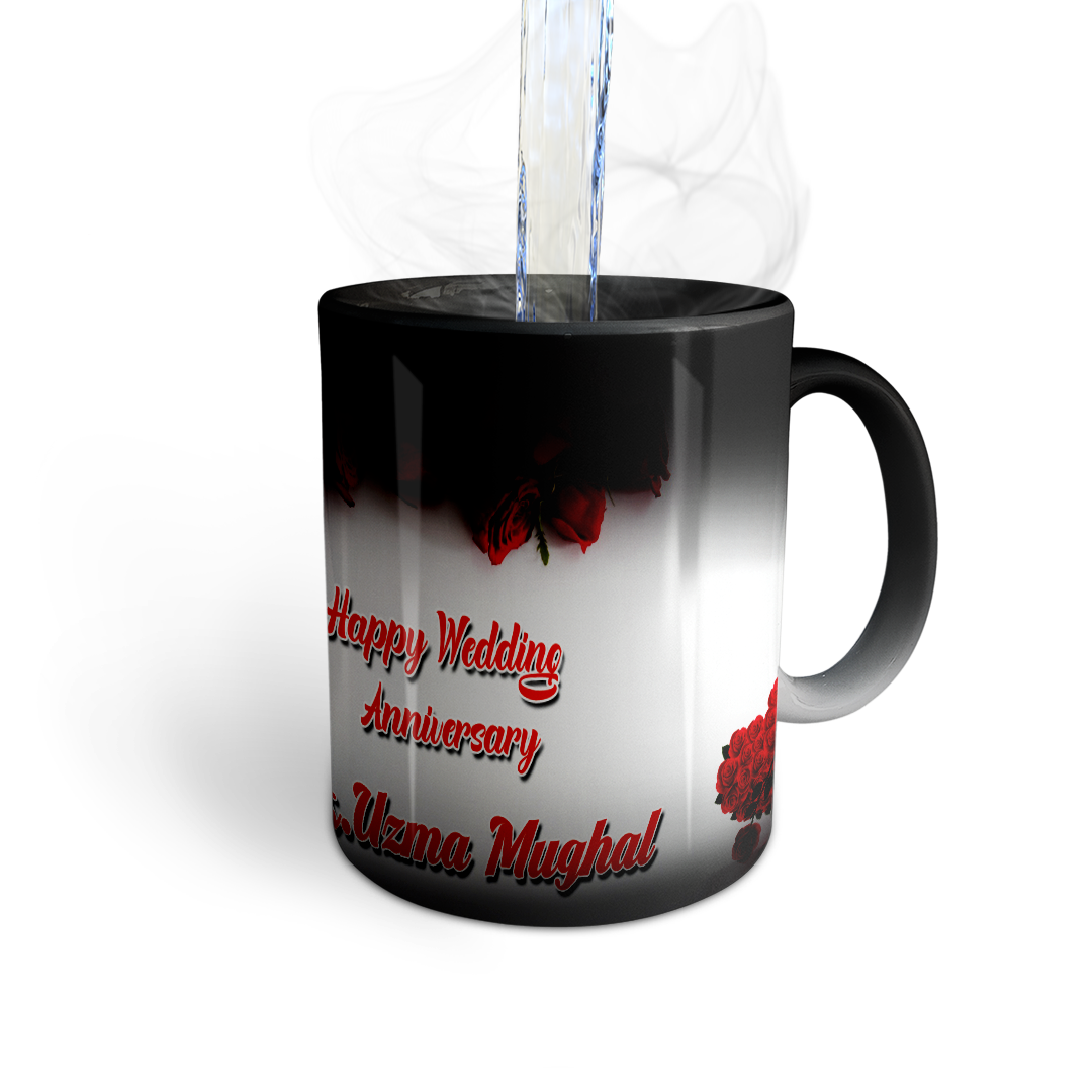Happy Anniversary Personalized Ceramic Mug – Red Rose Edition