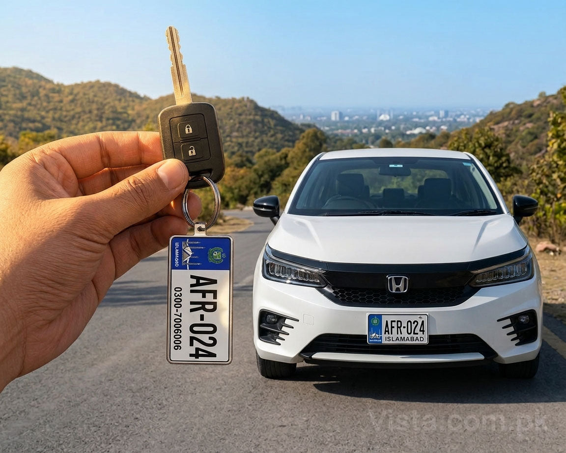 Islamabad Number Plate Keychain – Double-Sided | Metal