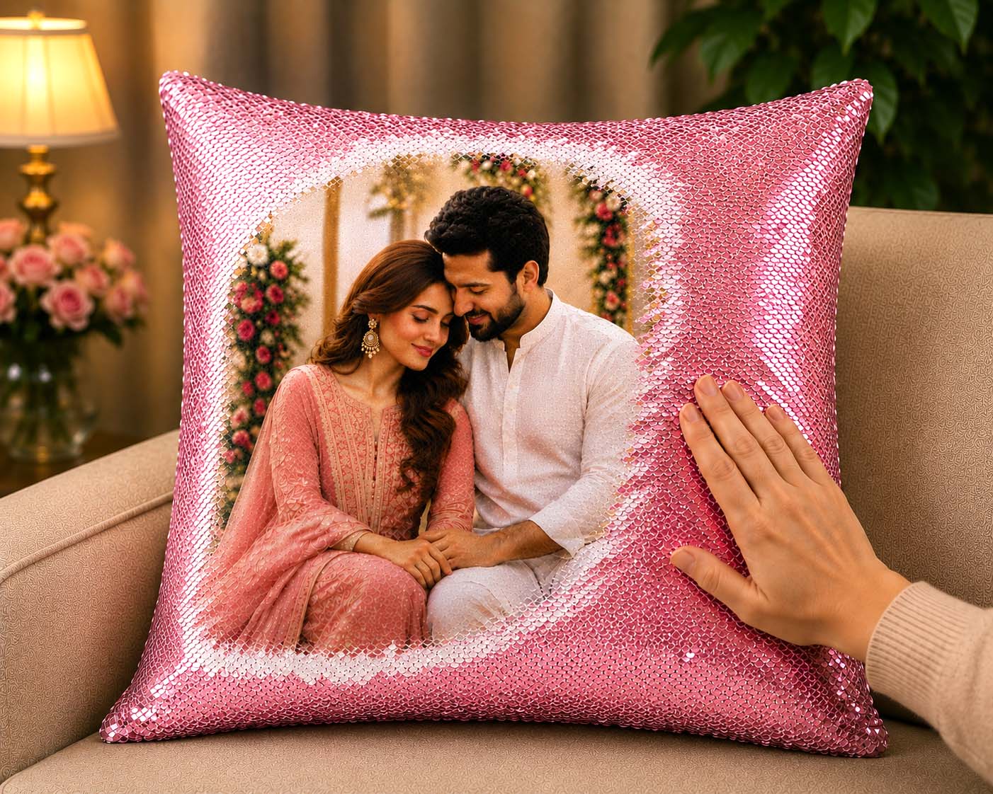Personalized Magic Sequin Photo Cushion