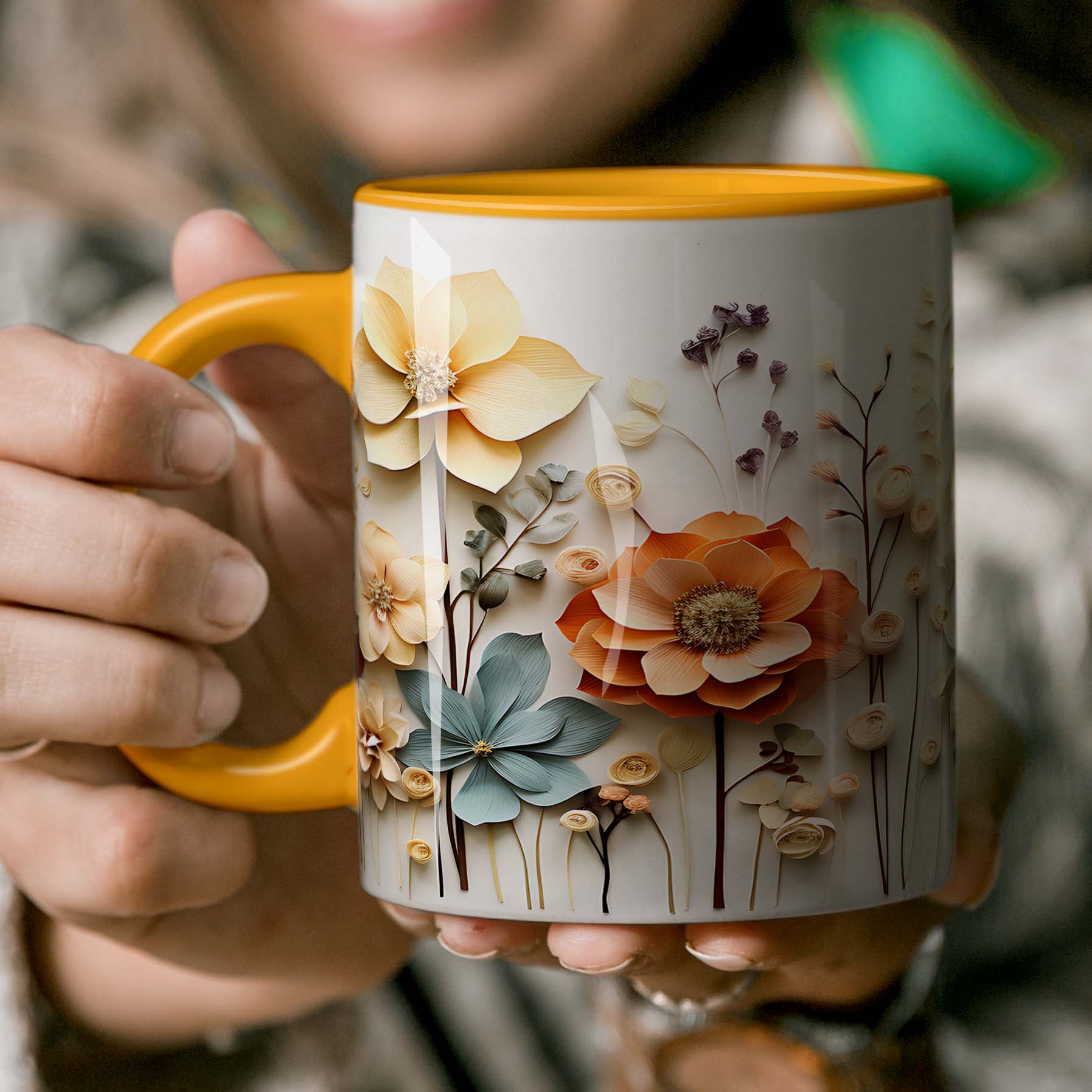 Descriptive Image of Paperbloom Floral Art Mug