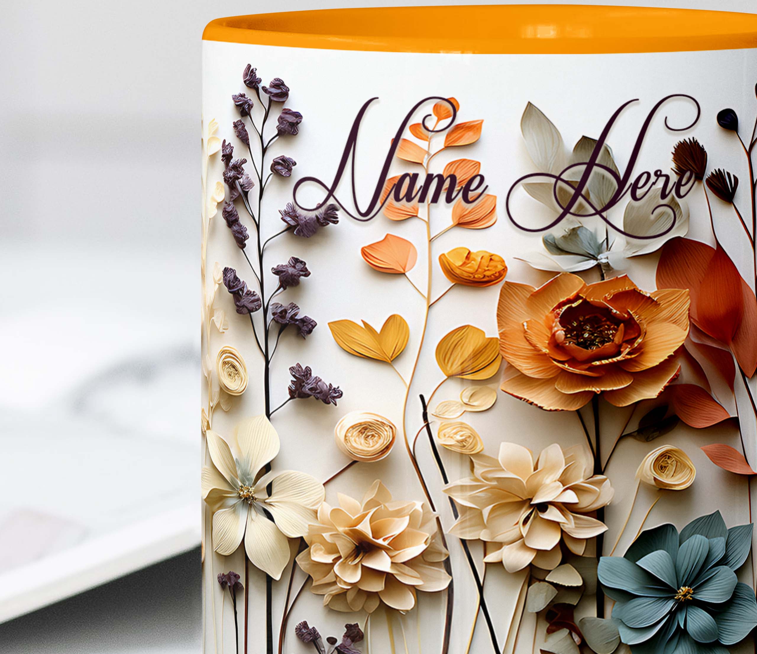 Descriptive Image of Paperbloom Floral Art Mug