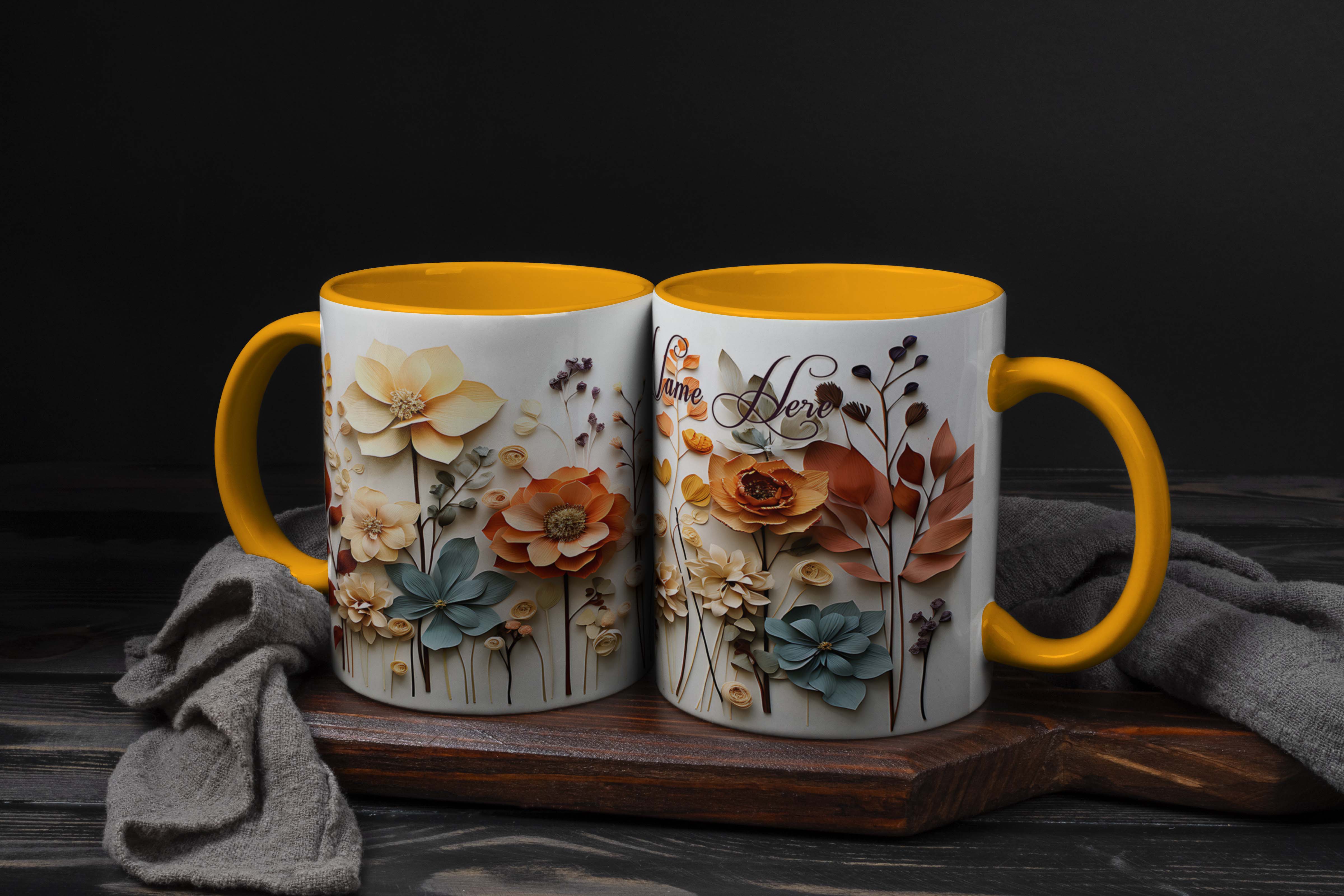 Descriptive Image of Paperbloom Floral Art Mug