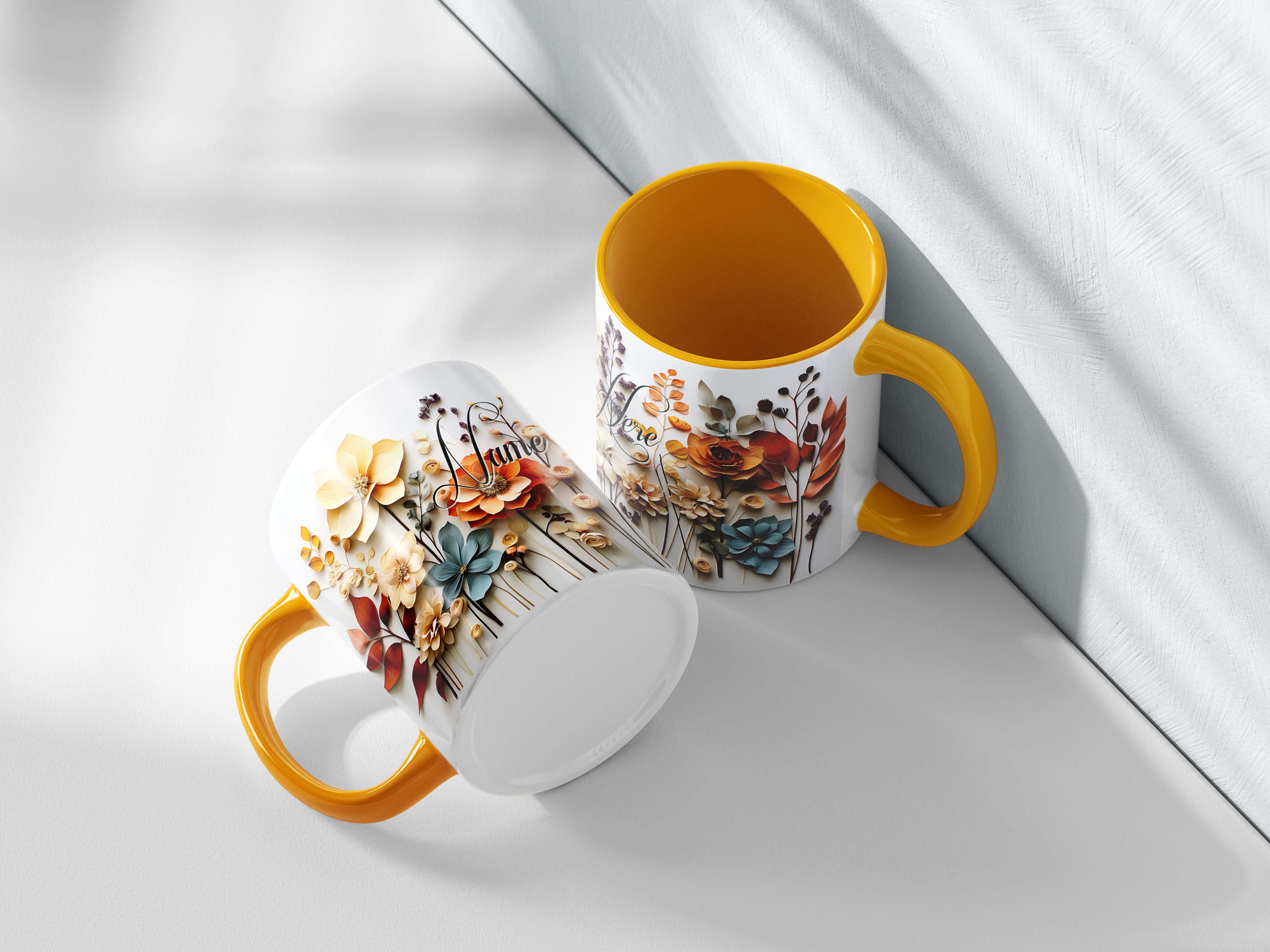 Descriptive Image of Paperbloom Floral Art Mug