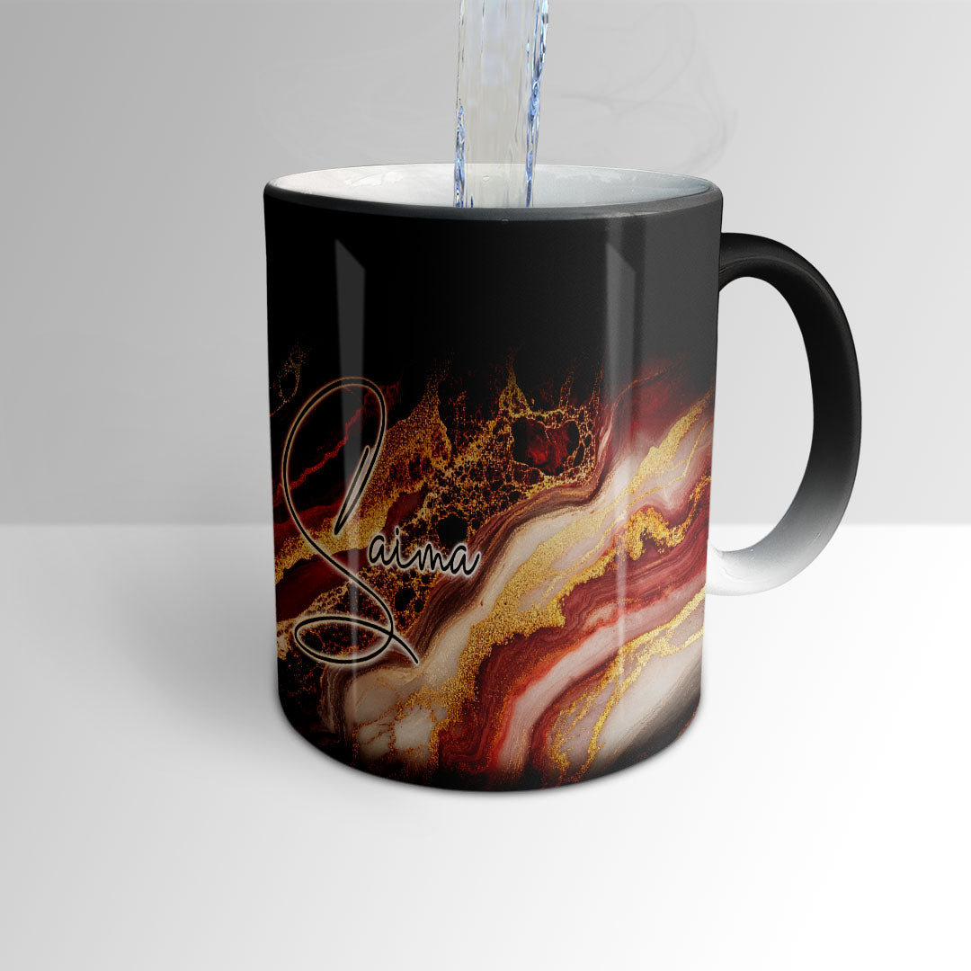 Signature Mug - Elegant Red & Gold Marble Print - Personalized