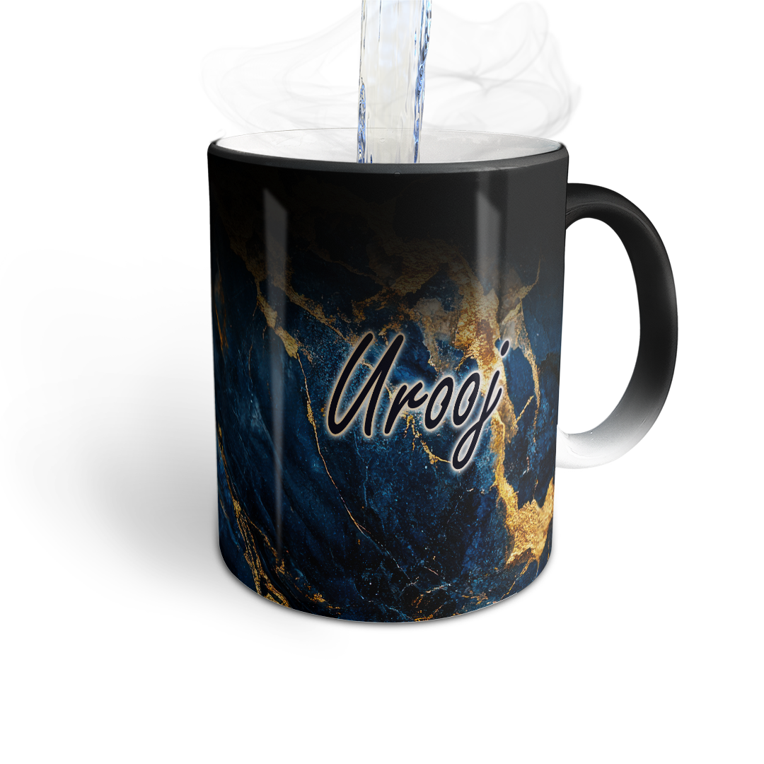 Blue & Gold Marble - Personalized - Mug (Urooj)