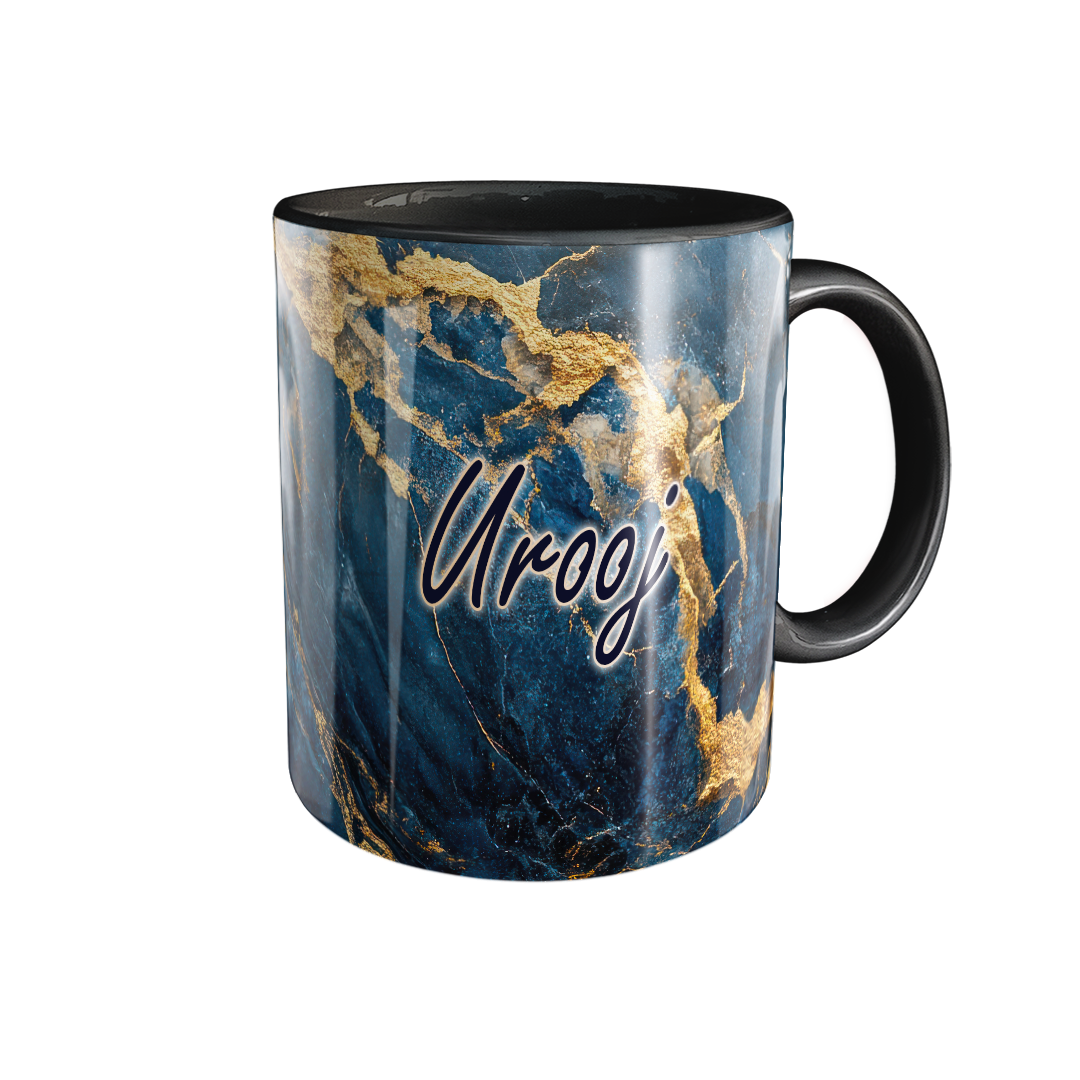Blue & Gold Marble - Personalized - Mug (Urooj)