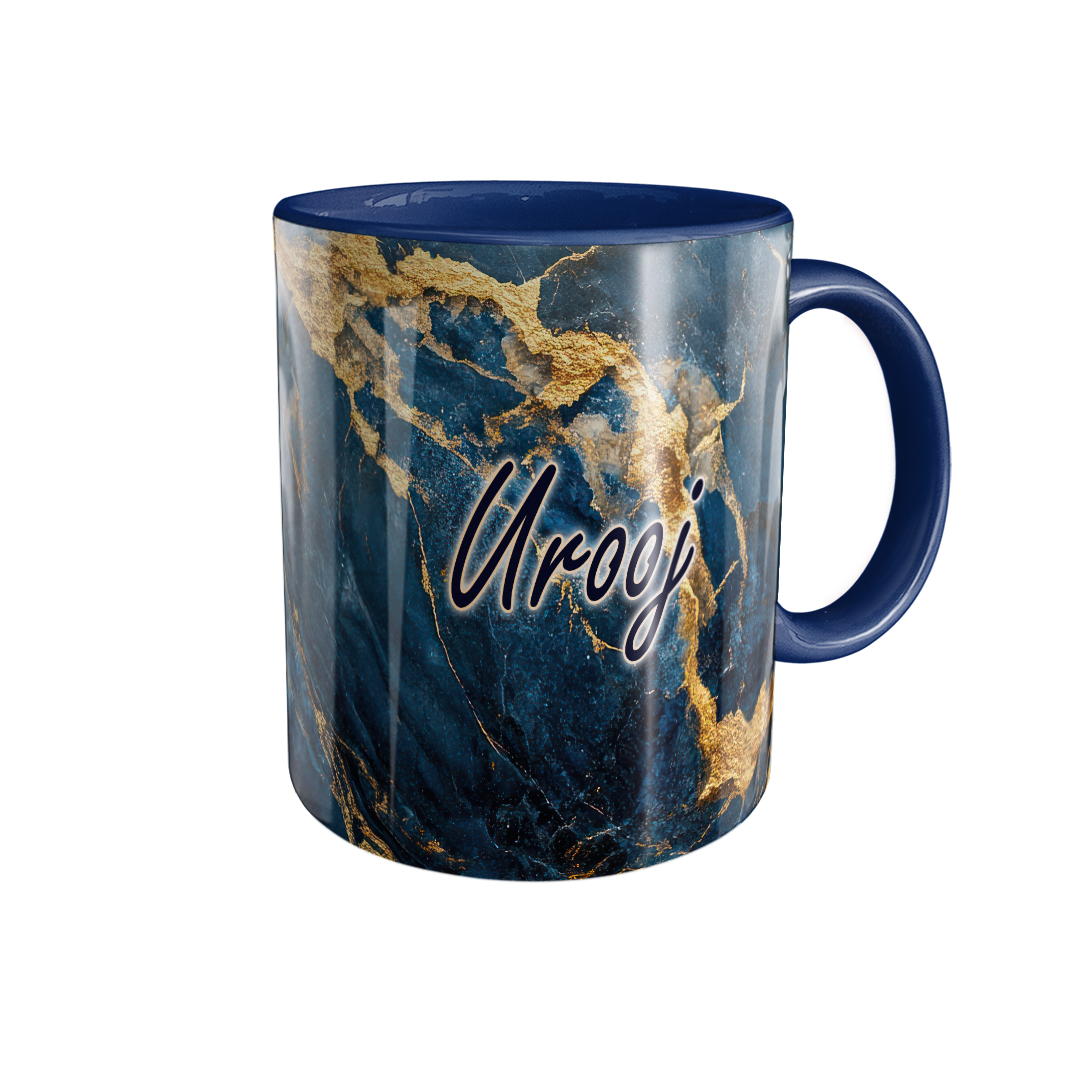 Blue & Gold Marble - Personalized - Mug (Urooj)