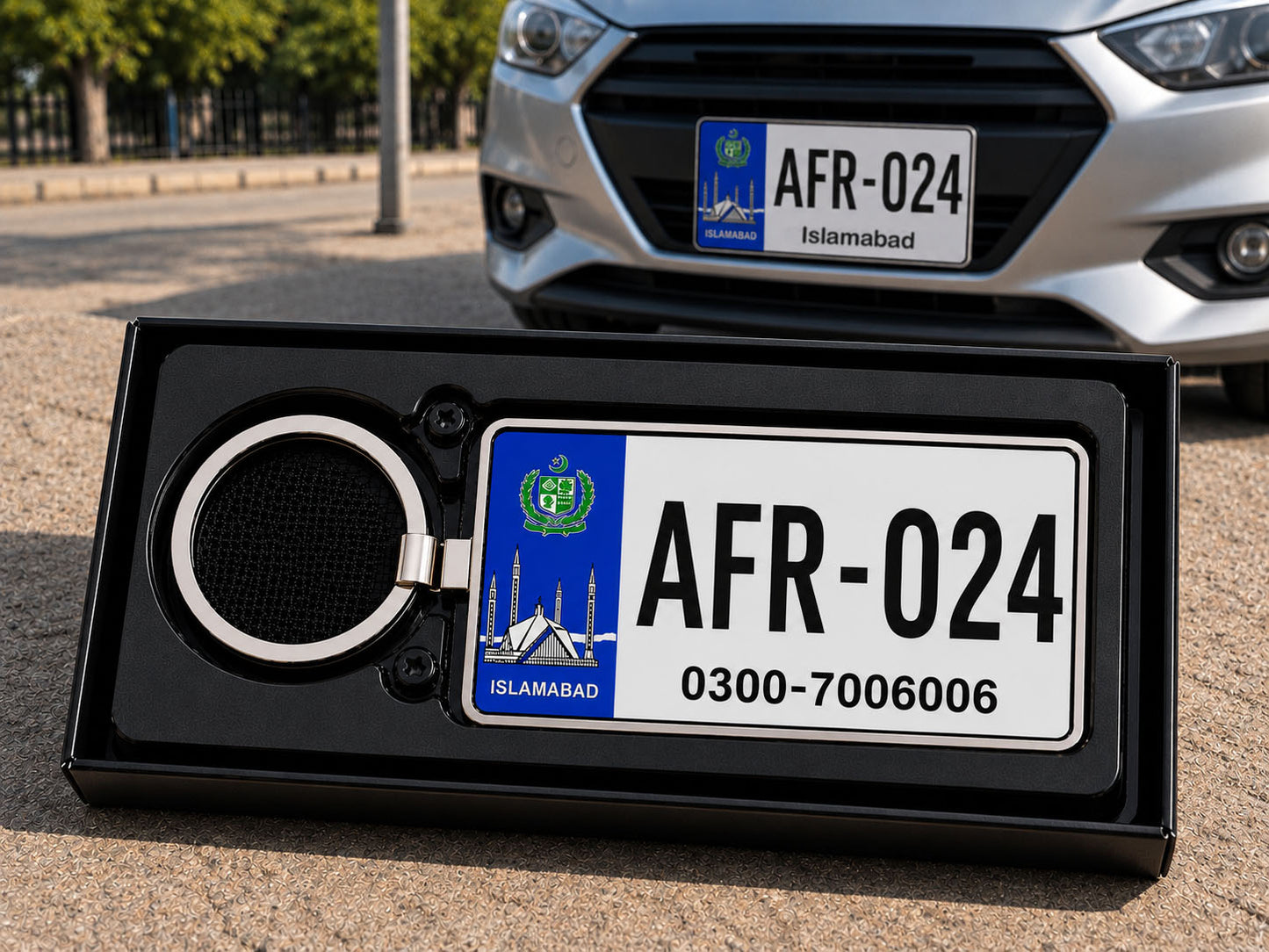 Islamabad Number Plate Keychain – Double-Sided | Metal