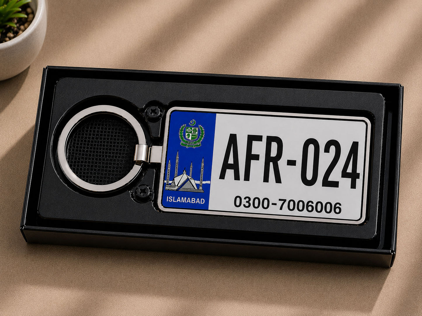 Islamabad Number Plate Keychain – Double-Sided | Metal