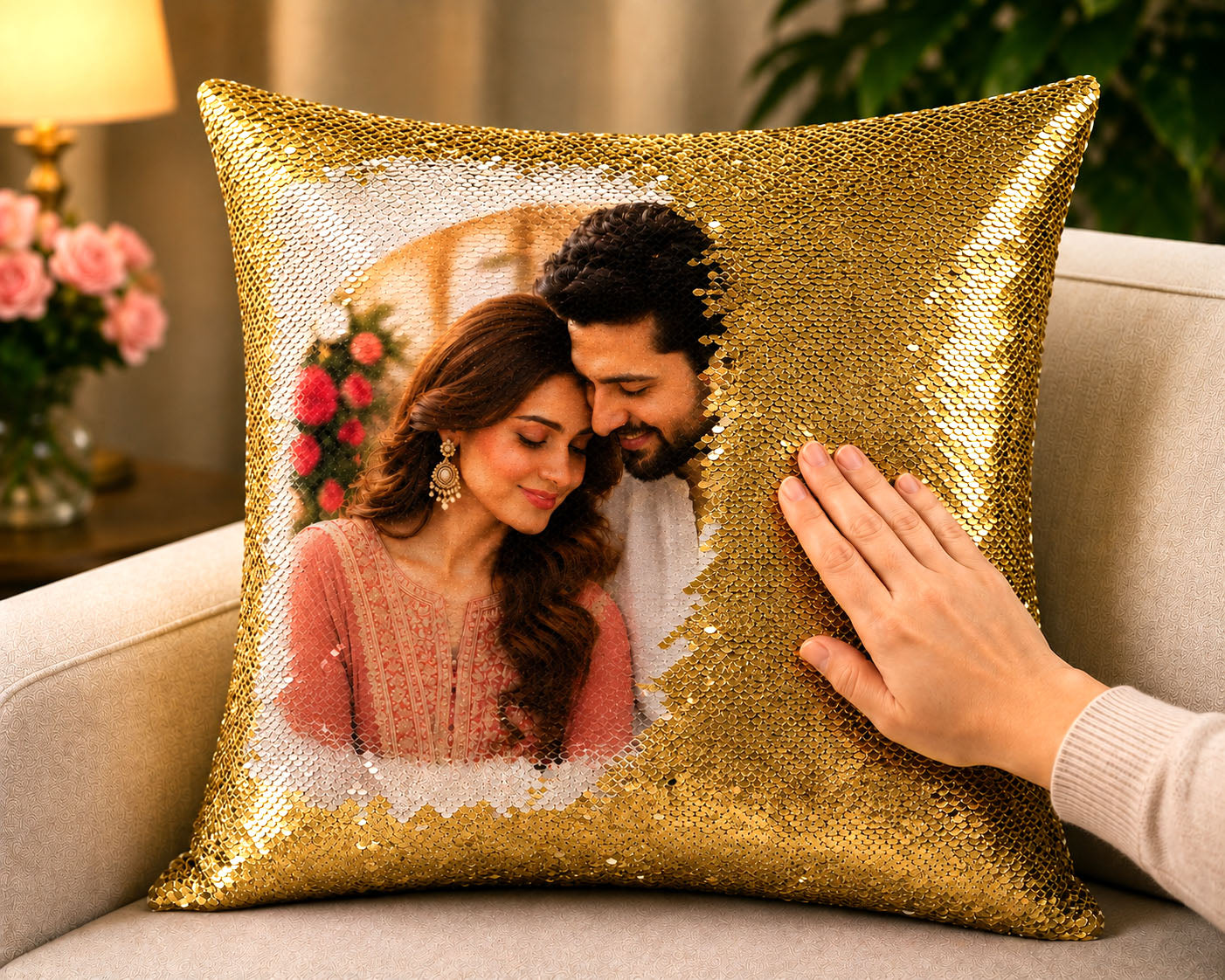 Personalized Magic Sequin Photo Cushion