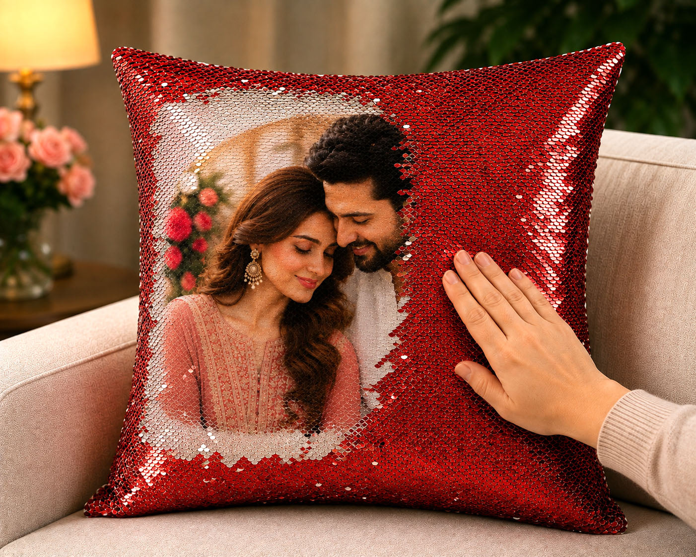 Personalized Magic Sequin Photo Cushion