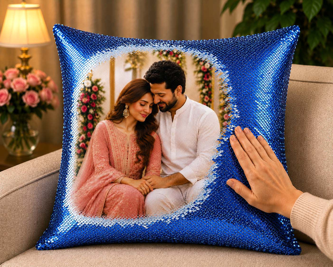 Personalized Magic Sequin Photo Cushion