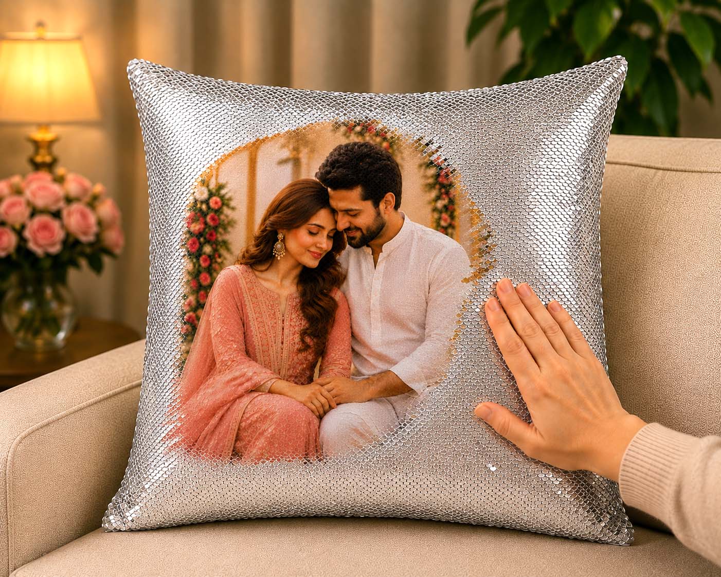 Personalized Magic Sequin Photo Cushion