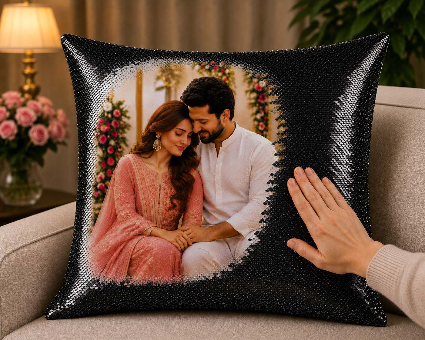 Personalized Magic Sequin Photo Cushion
