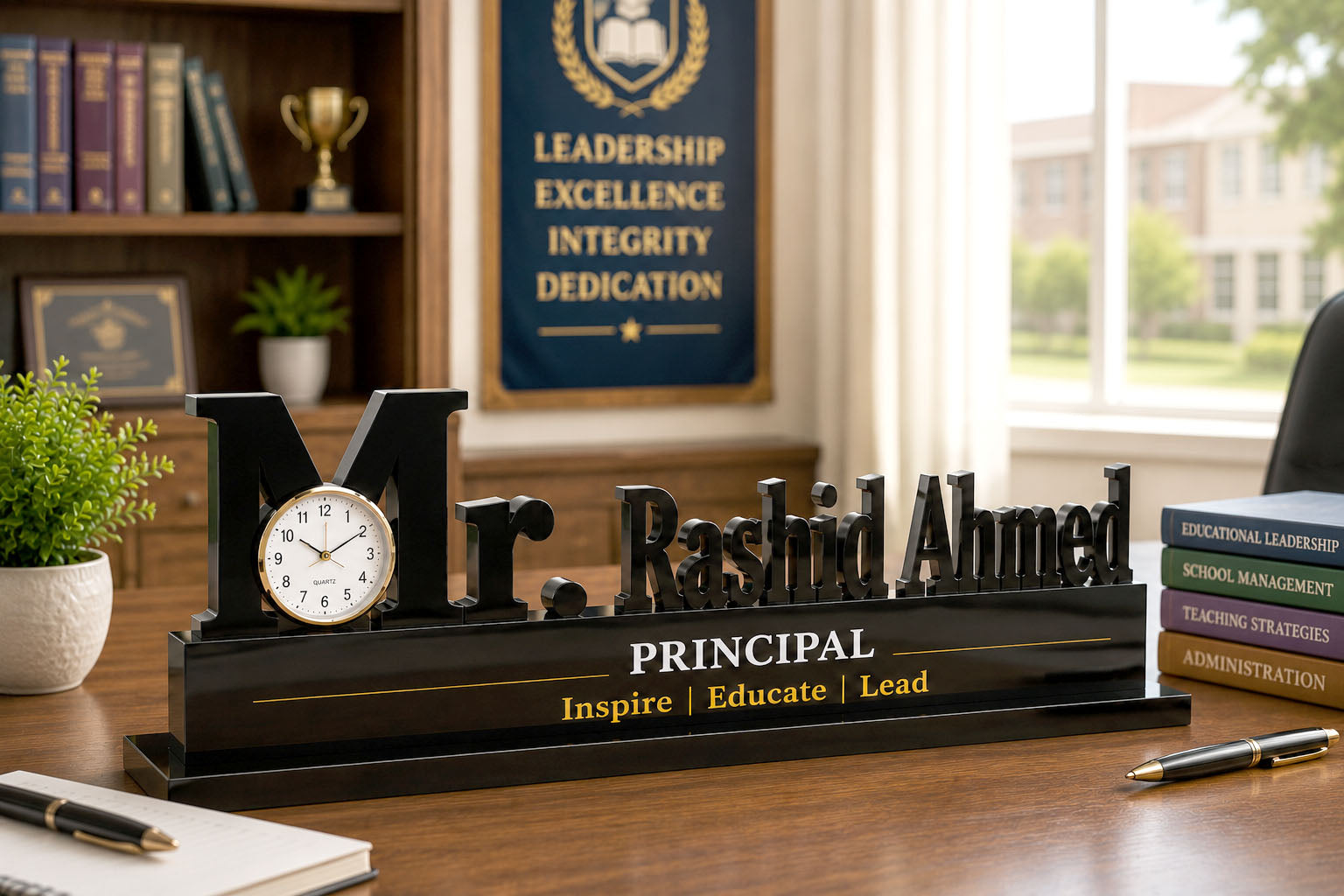 Descriptive Image of Principal Name Table Clock