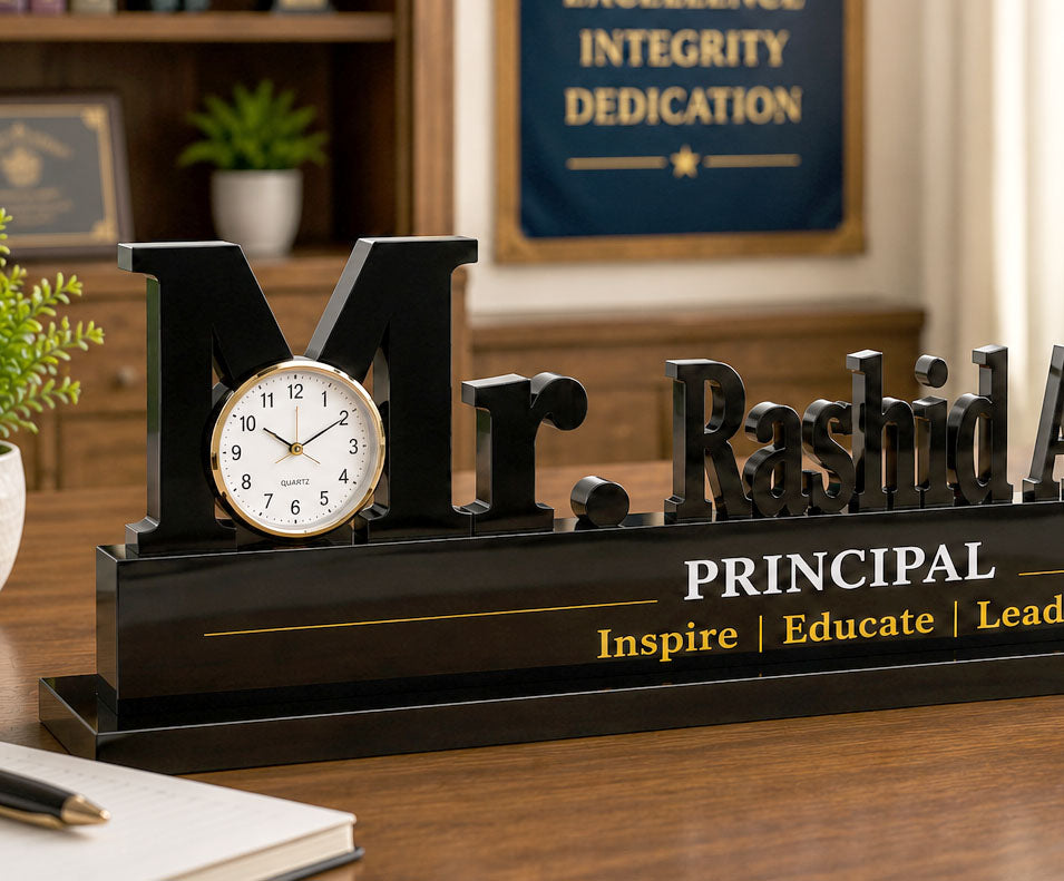 Descriptive Image of Principal Name Table Clock