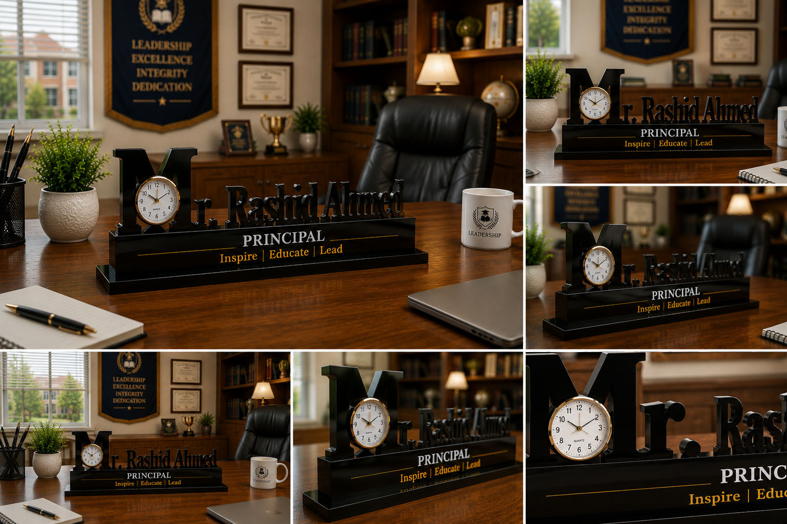 Descriptive Image of Principal Name Table Clock