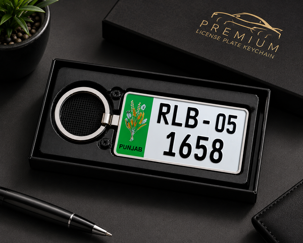 Punjab Old-Design Numberplate Keychain – Double-Sided | Metal