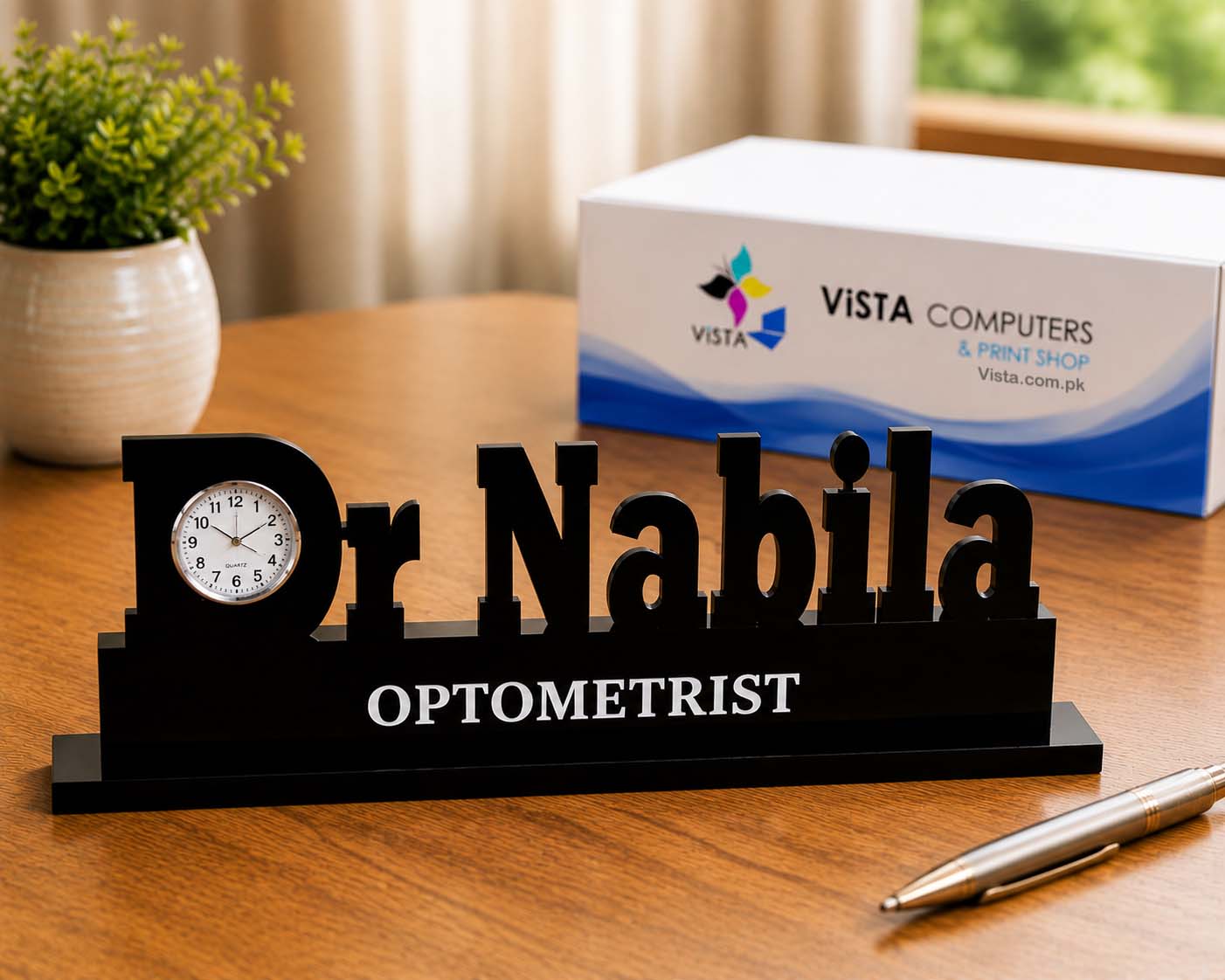 Descriptive Image of Doctor Name Table Clock