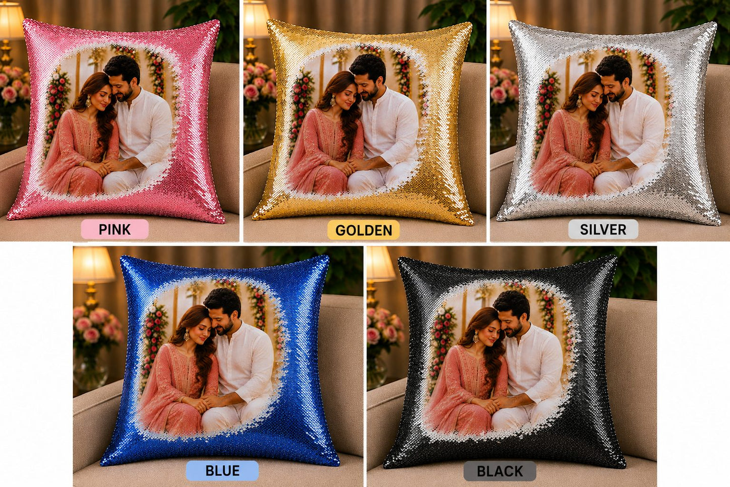 Personalized Magic Sequin Photo Cushion